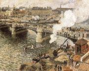 Camille Pissarro Pont Boiedieu in Rouen in a Drizzle oil painting reproduction